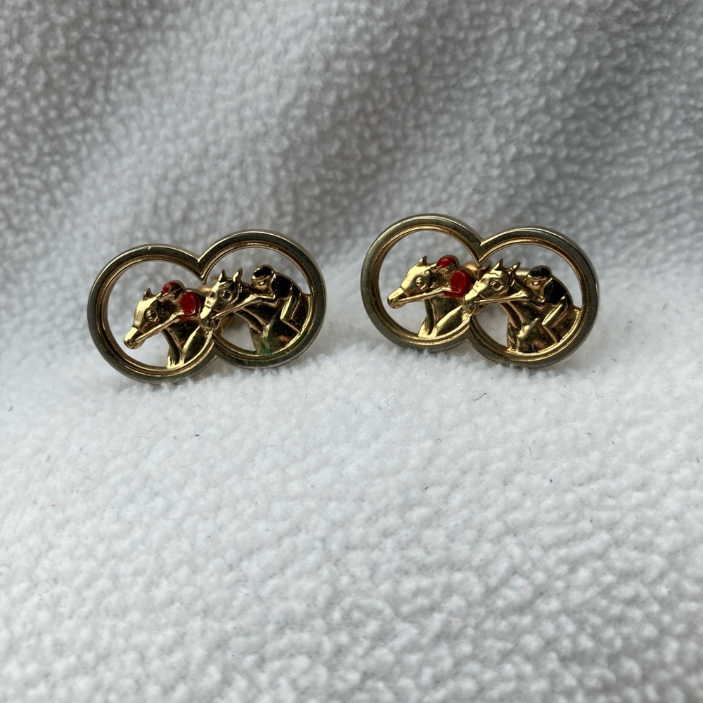 Vintage Swank Gold Tone Horse and Jockey Men’s Cufflinks